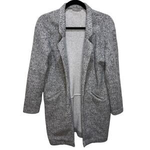 Zara Gray Marled Knit Coatigan Open Front Sweater Jacket S NWOT